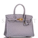 HERM�S MASTER BIRKIN 30 OSTRICH LEATHER LAVENDER GOLD BUCKLE H041933CK80 (30*22*16cm) - Image 3