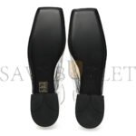 PRADA METALLIC CALFSKIN METAL TRIANGLE LOGO ANKLE STRAP BALLERINAS 36.5 SILVER - Image 4