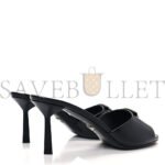 PRADA SPAZZOLATO LOGO 75MM SLIDE SANDALS 40 BLACK - Image 4