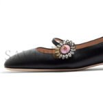 VALENTINO MARY-JANE PRESHOES BALLERINA IN KIDSKIN WITH JEWEL BUTTON 20MM 6W2S0LL7DHS_9TJ - Image 5