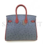 HERM�S MASTER BIRKIN 25 OSTRICH LEATHER GREY AND RED GOLD BUCKLE H041944CK56 (25*20*13cm) - Image 2