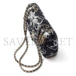 CHANEL FLAP BAG SEQUINS & GOLD-TONE METAL BLACK & WHITE AS4561 (21*14*8cm) - Image 3