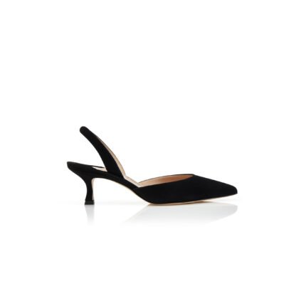 MANOLO BLAHNIK CAROLYNE BLACK SUEDE SLINGBACK PUMPS 9XX-0401-0016