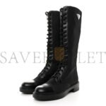 PRADA RE-NYLON SPAZZOLATO ROIS METAL TRIANGLE LOGO TALL 50MM COMBAT BOOTS 38.5 BLACK - Image 2