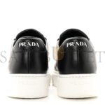 PRADA VITELLO SOFT TRIANGLE LOGO LOW TOP 45MM SNEAKERS 40 BLACK WHITE - Image 5