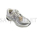 CHANEL FABRIC LAMINATED CALFSKIN STRETCH CC SNEAKERS WHITE SILVER G39792 - Image 2