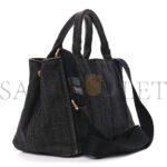 PRADA DENIM SMALL CANAPA LOGO TOTE BLACK (27*20*14cm) - Image 2