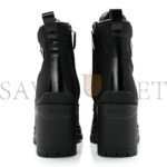 PRADA SPAZZOLATO RE-NYLON METAL TRIANGLE LOGO LACE UP 55MM ANKLE BOOTS 36.5 BLACK - Image 5