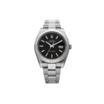 ROLEX STAINLESS STEEL 18K WHITE GOLD 41MM OYSTER PERPETUAL DATEJUST WATCH BLACK 126334
