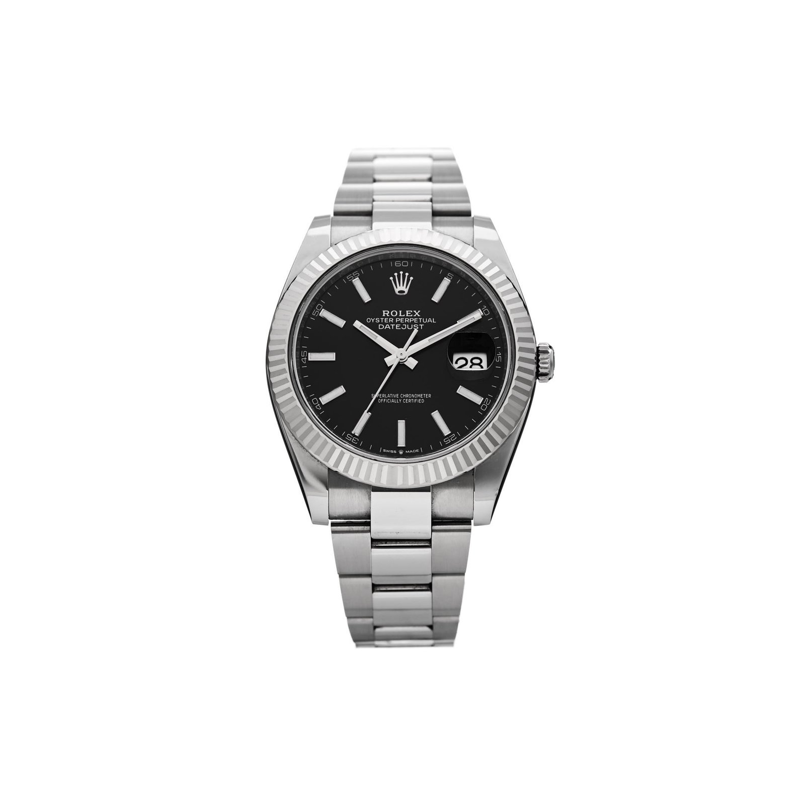 9c4c0c10c0f416ad57e6b66792896d8ef3df6d1c ROLEX STAINLESS STEEL 18K WHITE GOLD 41MM OYSTER PERPETUAL DATEJUST WATCH BLACK 126334 - Image 1