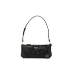 PRADA VITELLO SHINE BRUSHED CALFSKIN RE-EDITION 2002 SHOULDER BAG BLACK (24*10*6cm)