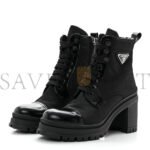 PRADA SPAZZOLATO RE-NYLON METAL TRIANGLE LOGO LACE UP 55MM ANKLE BOOTS 36.5 BLACK - Image 3