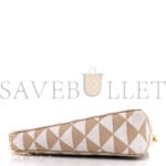 PRADA JACQUARD TRIANGOLO SYMBOLE EMBROIDERED MINI TRIANGLE SHOULDER BAG BEIGE CHALK WHITE (27*15*6cm) - Image 3