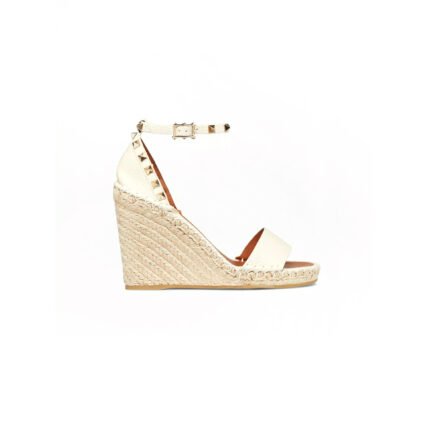 VALENTINO DOUBLE ROCKSTUD GRAINY CALFSKIN WEDGE SANDAL 105MM 1W2S0090VTO_L13