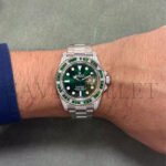 ROLEX SUBMARINER DATE STEEL GREEN STONES & DIAMOND 40MM WATCH 116610 - Image 2