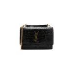 YSL SUNSET CHAIN WALLET IN CROCODILE-EMBOSSED SHINY LEATHER 533026DND1J1000 (19*14*5.5cm)