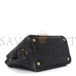 PRADA DENIM SMALL CANAPA LOGO TOTE BLACK (27*20*14cm) - Image 3