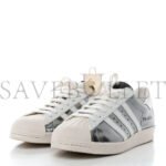 PRADA X ADIDAS BRUSHED CALFSKIN LOGO MENS SUPERSTAR SNEAKERS 6 SILVER WHITE - Image 4