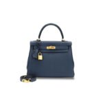 HERM�S MASTER BLUE TOGO RETOURNE KELLY 25 GOLD HARDWARE (25*17*7cm)