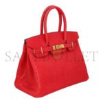 HERM�S MASTER BIRKIN 30 LIZARD RED GOLD BUCKLE H028352CA53 (30*22*16cm) - Image 3