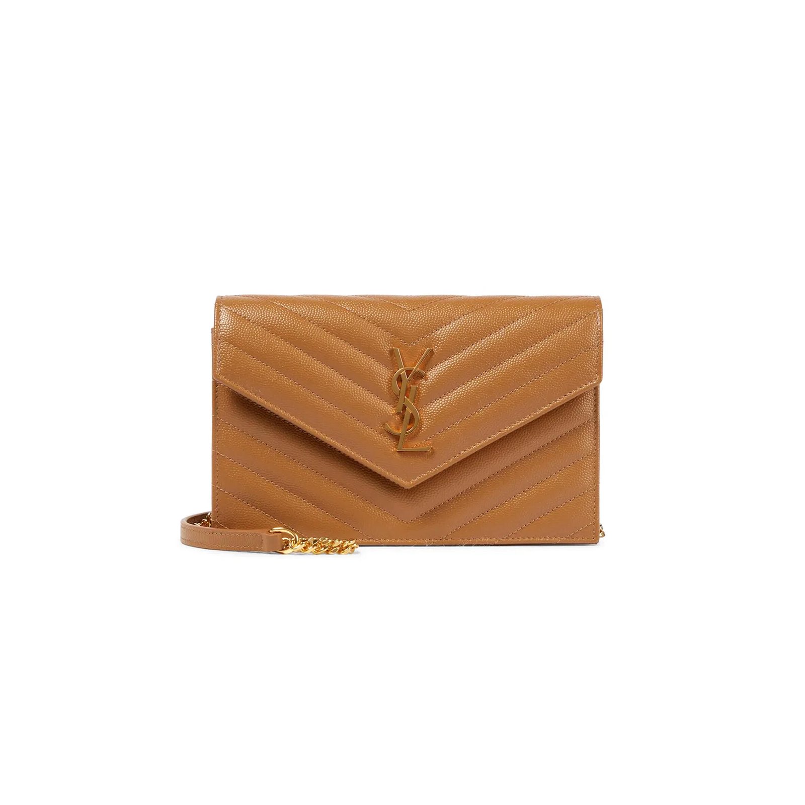 9f9f12c32df90404adec056d9527f67b66907958 YSL CASSANDRE ENVELOPE CHAIN WALLET IN GRAIN DE POUDRE EMBOSSED LEATHER 393953589777 (19*12.5*3.5cm) - Image 1
