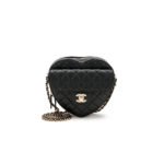 CHANEL BLACK QUILTED LAMBSKIN CC IN LOVE HEART BAG GOLD HARDWARE AS3191 (18*16.5x*6.5cm)
