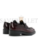 PRADA SPAZZOLATO METAL TRIANGLE LOGO 50MM LOAFERS 39 BRUCIATIO FUME - Image 3