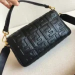 Women Baguette Chain Midi Black Nappa Leather Bag - Image 6