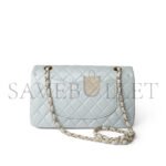 CHANEL VINTAGE LIGHT BLUE LAMBSKIN QUILTED CLASSIC FLAP MEDIUM GOLD HARDWARE (25.5*15*7cm) - Image 3
