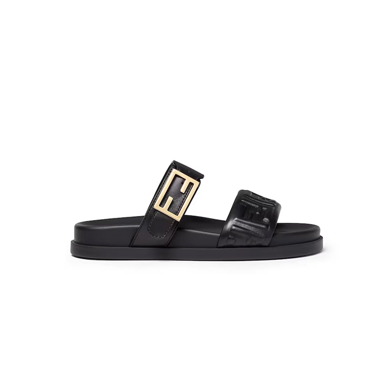 a39f4c911725730e076aff117128726741aac9dd FENDI FEEL BLACK NAPPA LEATHER SLIDES 8X8710ABOHF0ABB - Image 1