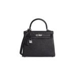 HERM�S MASTER A BLACK TOGO LEATHER RETOURN� KELLY 25 WITH PALLADIUM HARDWARE (25*17*7cm)