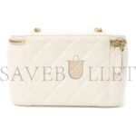 CHANEL QUILTED CC GHW DRESSING CASE CHAIN SHOULDER BAG LAMBSKIN LEATHER WHITE AP2303 (17*9*8cm) - Image 2