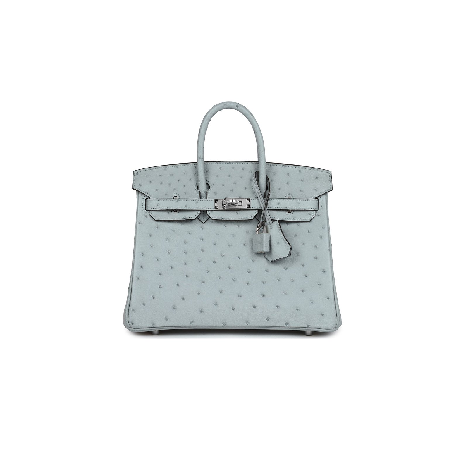 a57b78e4e7f5b534c1cb5ef48a3a0219aca6ef71 HERM�S MASTER BIRKIN 25 OSTRICH LEATHER LINEN BLUE SILVER BUCKLE H041944CK64 (25*20*13cm) - Image 1