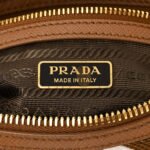 PRADA JACQUARD SAFFIANO TRIANGOLO SYMBOLE EMBROIDERED TOP HANDLE CROSSBODY BAG TOBACCO TALCO (17*13*11cm) - Image 5