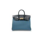 HERM�S MASTER BIRKIN 25 CROCODILE AND TOGO LEATHER STORM BLUE GOLD BUCKLE H076216CK35 (25*20*13cm)