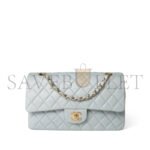 CHANEL VINTAGE LIGHT BLUE LAMBSKIN QUILTED CLASSIC FLAP MEDIUM GOLD HARDWARE (25.5*15*7cm) - Image 2