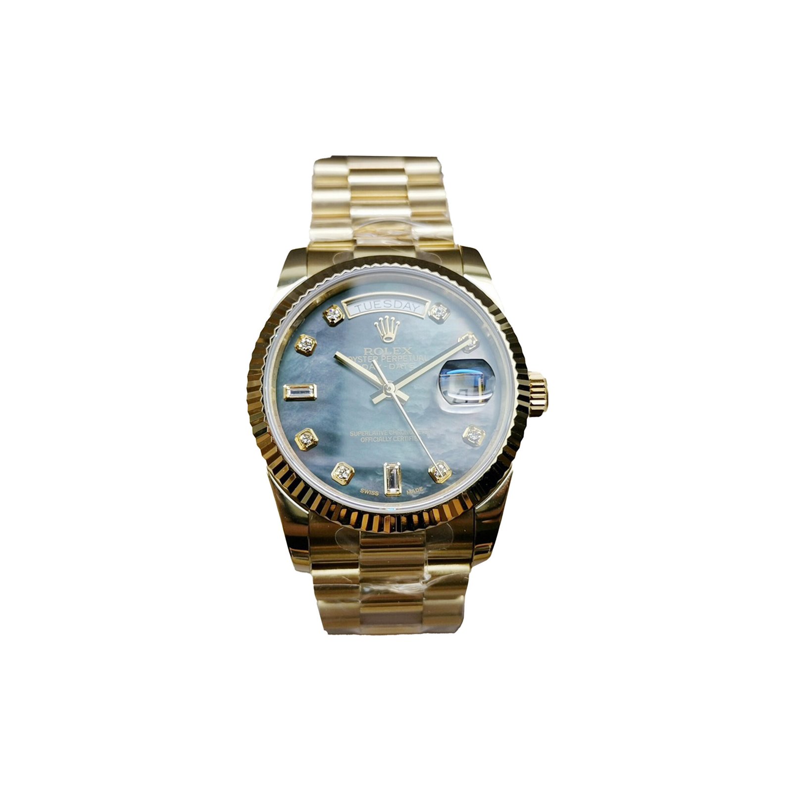 a7e41cef514770a5f9ea839cbb646067f4d17c37 ROLEX DAY-DATE YELLOW GOLD DARK DIAMOND DIAL WATCH 118238 - Image 1