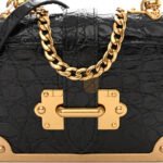 PRADA CROCODILE MICRO CAHIER BAG BLACK (10*9*5cm) - Image 7
