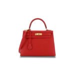HERM�S MASTER KELLY HANDBAG ROUGE VIF EPSOM WITH GOLD HARDWARE 28 (28*22*10cm)