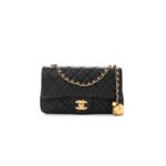 CHANEL LAMBSKIN QUILTED MINI RECTANGULAR PEARL CRUSH FLAP BLACK AS1787 (19*13*6cm)