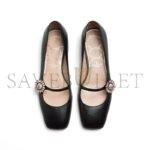 VALENTINO MARY-JANE PRESHOES BALLERINA IN KIDSKIN WITH JEWEL BUTTON 20MM 6W2S0LL7DHS_9TJ - Image 4