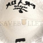 PRADA YARN RAFFIA EFFECT CROCHET EMBROIDERED SMALL LOGO TOTE WHITE (25*23*8cm) - Image 4