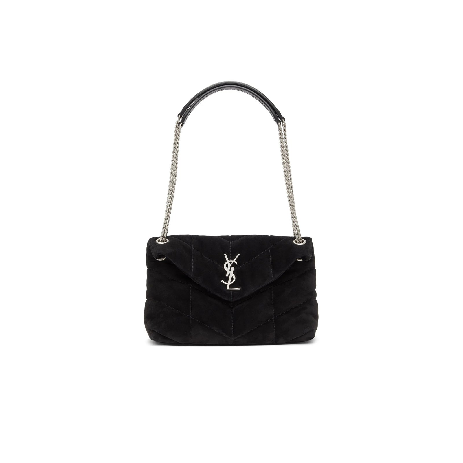 ae67ff26ac840ea361fc33eb3e3248711f8387e0 YSL PUFFER SMALL IN SUEDE 577476325574 (29*17*11cm) - Image 1