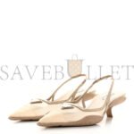 PRADA MESH NAPPA TRIANGLE LOGO POINTED TOE 45MM SLINGBACK PUMPS 38.5 DESERTO - Image 3