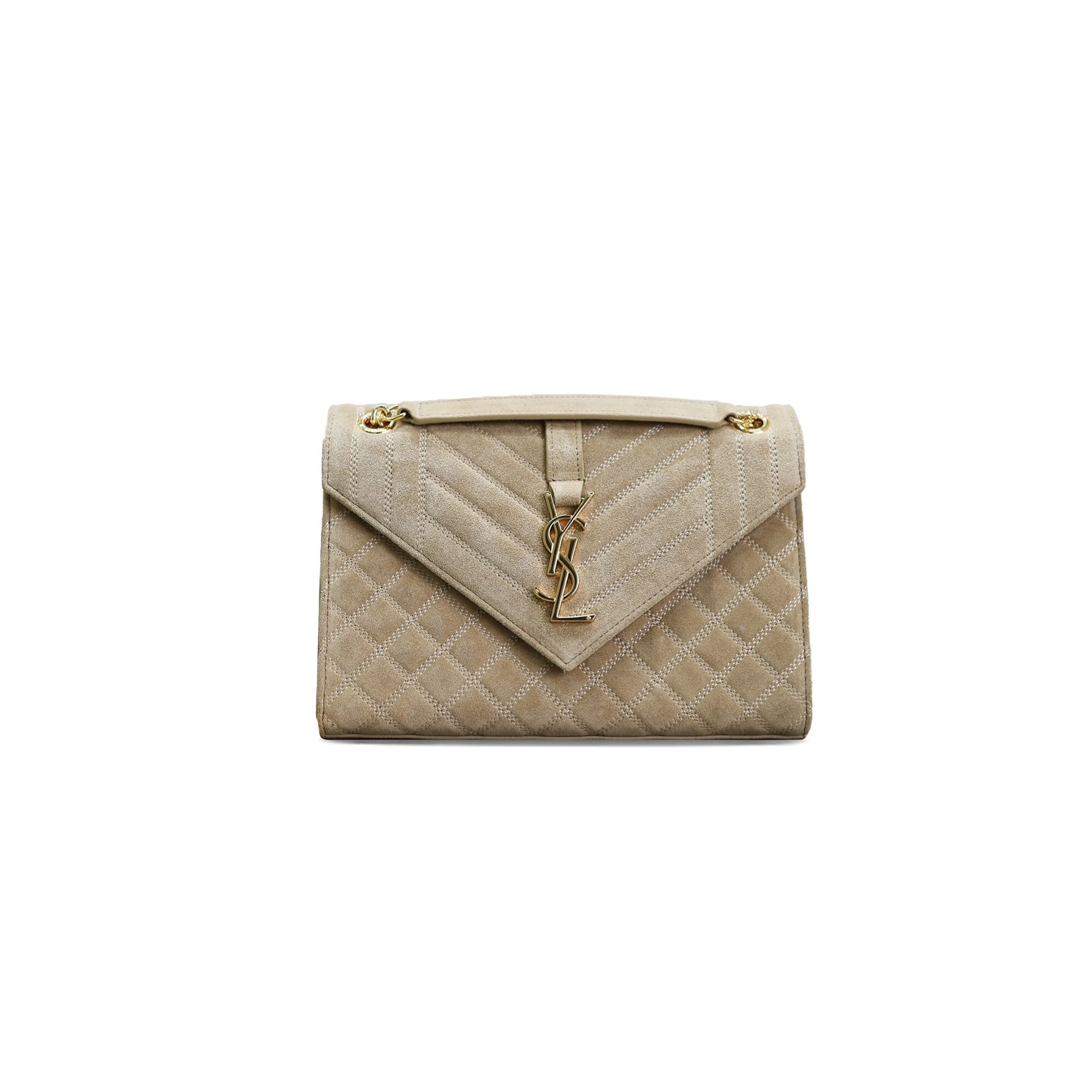 af1b6b48e532ab0656fb254e4bd0aa5399802a9b YSL ENVELOPE MEDIUM CHAIN BAG IN SUDE SHOULDER BAG 487206322546 (24*17.5*6cm) - Image 1