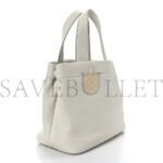 PRADA VITELLO DAINO SOFT PERFORATED LOGO TOTE WHITE (30*27*13cm) - Image 2