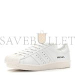 PRADA X ADIDAS CALFSKIN MENS SUPERSTAR 450 LOW TOP SNEAKERS 8 WHITE - Image 3