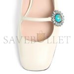 VALENTINO MARY-JANE PRESHOES BALLERINA IN KIDSKIN WITH JEWEL BUTTON 20MM 6W2S0LL7DHS_9TK - Image 5