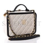 CHANEL CAVIAR QUILTED MEDIUM CC FILIGREE VANITY CASE WHITE BLACK (20*15*8cm) - Image 3