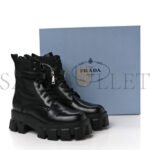 PRADA SPAZZOLATO ROIS NYLON METAL TRIANGLE LOGO MONOLITH POUCH POCKET 55MM BOOTS 39 BLACK - Image 2